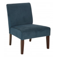 OSP Home Furnishings LAG51-V14 Laguna Chair in Azure Velvet Fabric with Dark Espresso Legs